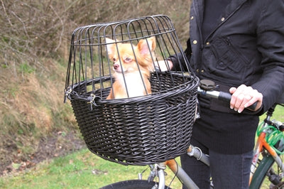 Trixie Weidenradkorb Vorne Schwarz Mit Kissen Und Kapuze