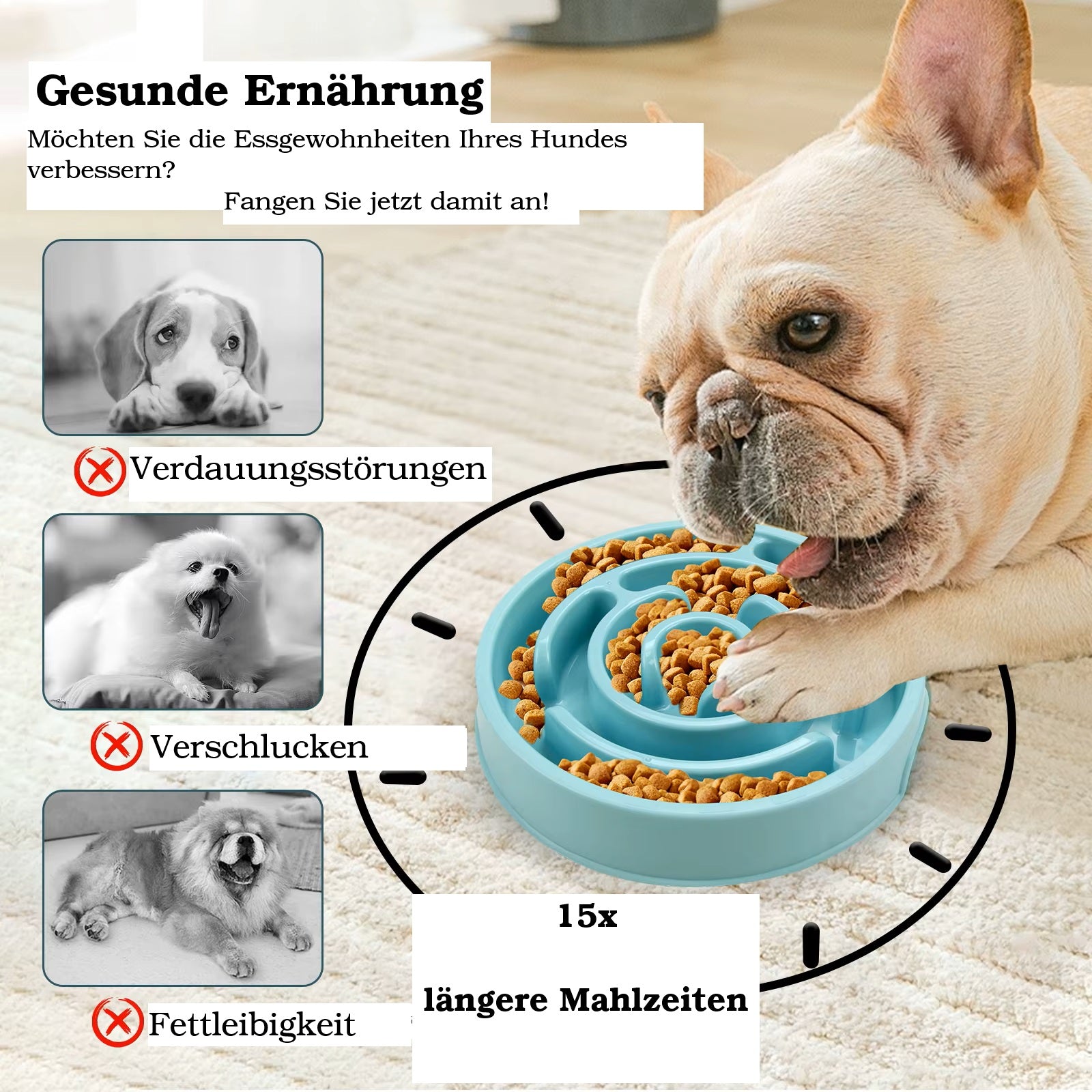 Anti-Schling Hundenapf – Slow Feeder im Labyrinth-Design | Für Hunde & Katzen | Verschiedene Farben